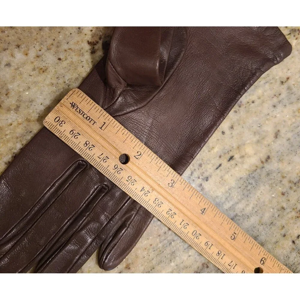 Vintage Womens Size S 6.5 Brown Soft Leather Silk Lined 8.5